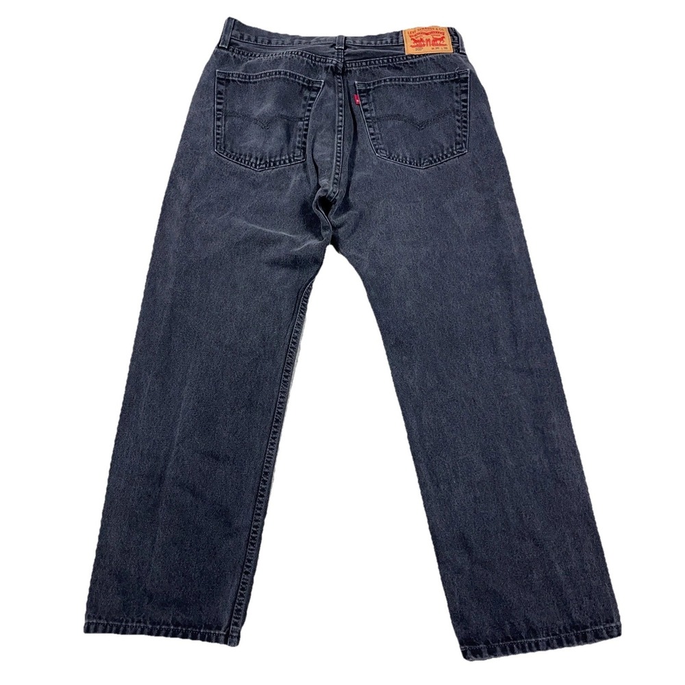 Levis 505 Jeans Men 36x30 Regular Fit Straight Leg Black Wash Work Pants Faded B